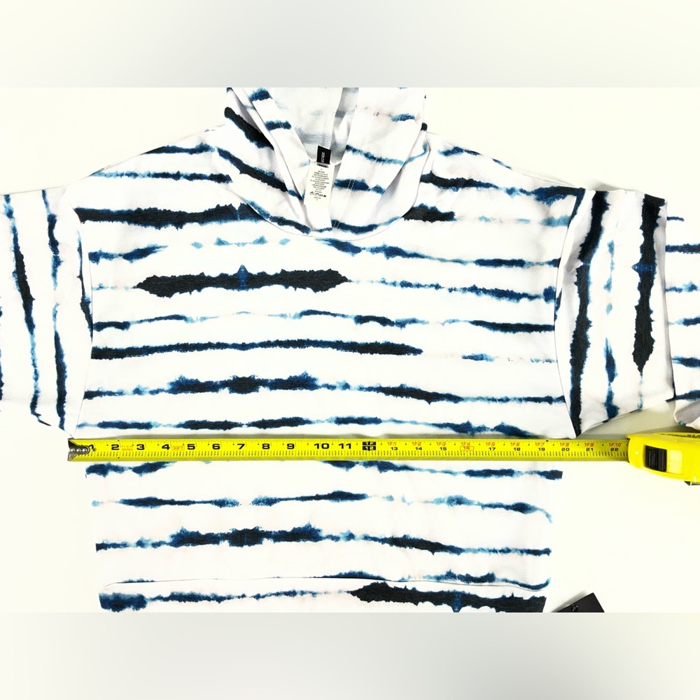 ONZIE Tie-Dye Striped Crop Hoodie‎ White Black Navy Blue Size M / L - Picture 11 of 12